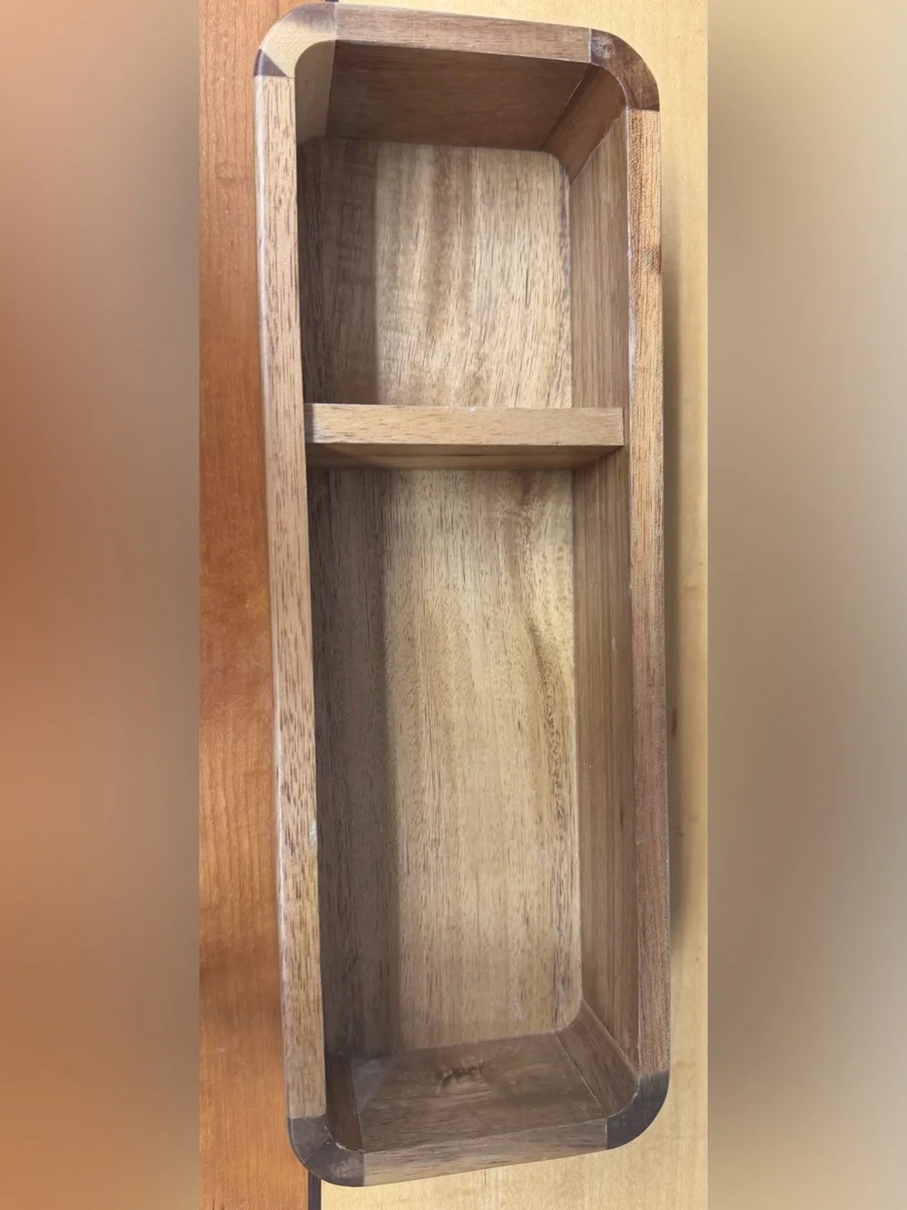 Wooden Divider Tray Organizer in Natural Brown